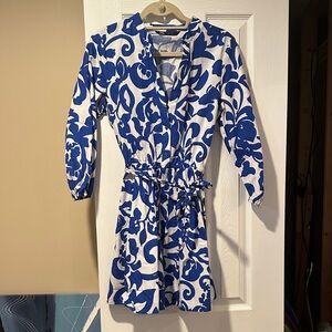 Zara Blue and White Patterned Dress